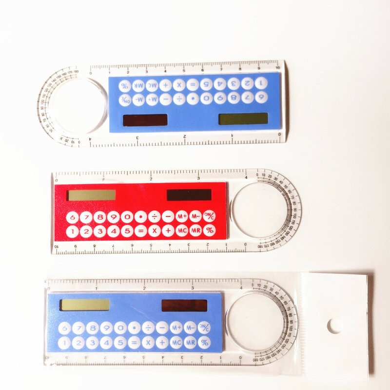3 In 1 Multifunctional Solar Calculator 10cm Ruler Length Angle Ruler Card Ruler School Office Students Cute Ruler School Gifts