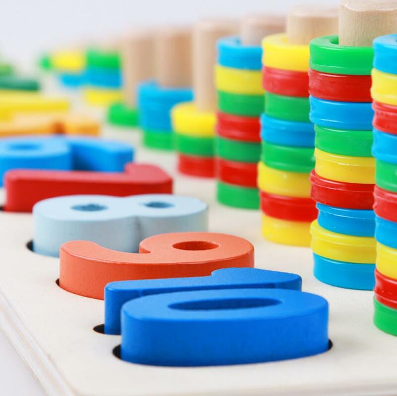 Nieuwe Drie-In-een Stijl Houten Nummer Vormen Regenboog Cirkel Matching Game Speelgoed Kinderen Intelligentie Ontwikkeling Speelgoed
