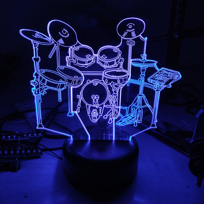 Conjunto de tambores musicais led 3d luzes da noite toque usb candeeiro mesa 7 cores crianças amigos presente brinquedos decoração moda