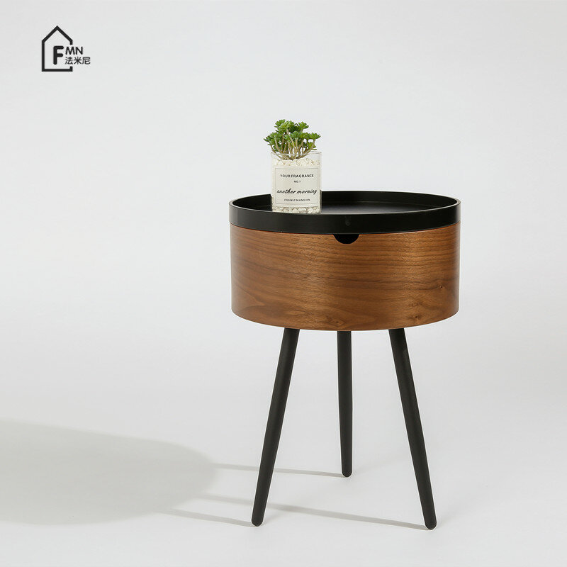 Mesa de centro pequeña de madera redonda para sala de estar, decoración nórdica sencilla y moderna, Mesa Auxiliar para el hogar