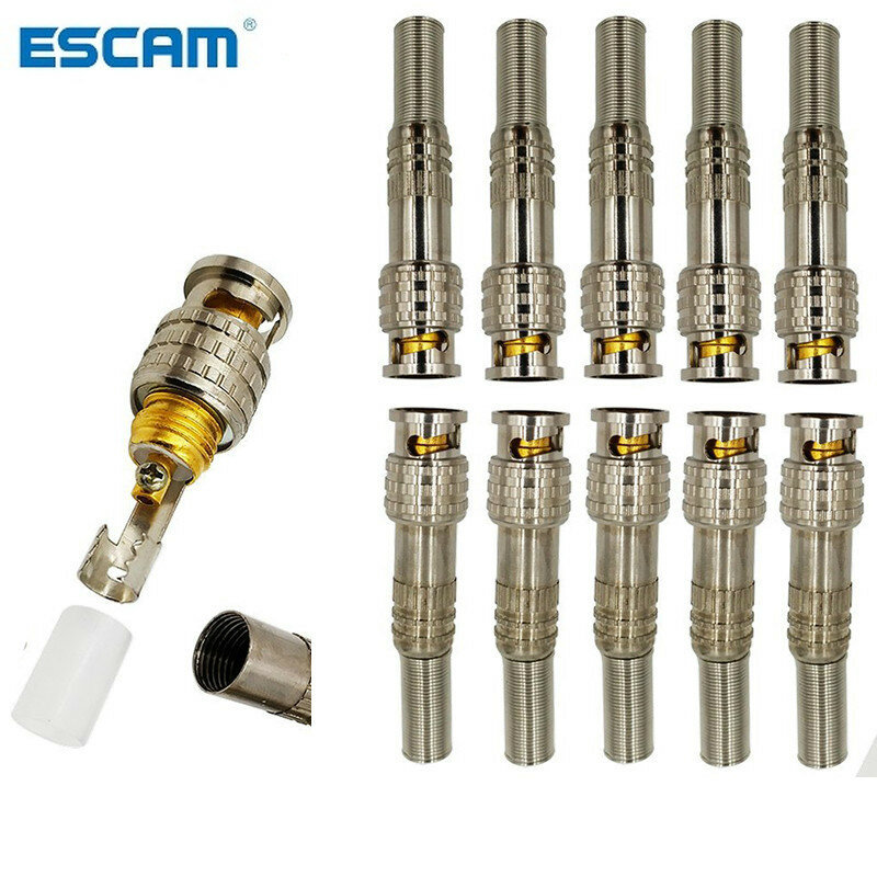 ESCAM 10 stücke männlichen solderless BNC stecker für sicherheit cctv kamera system