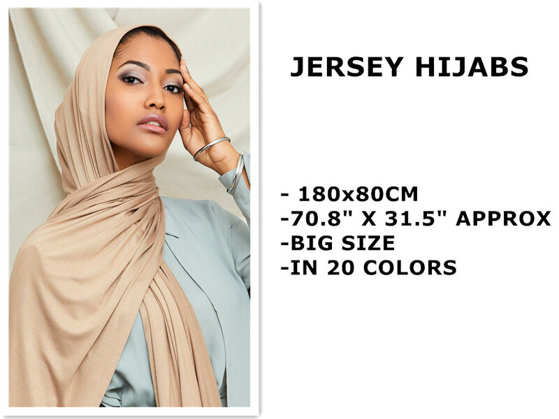 Large Size Premium Jersey Cotton Muslim Hijabs Headwrap Isamic Female Headwear Black Women's Turban Solid Liong Shawls Headband