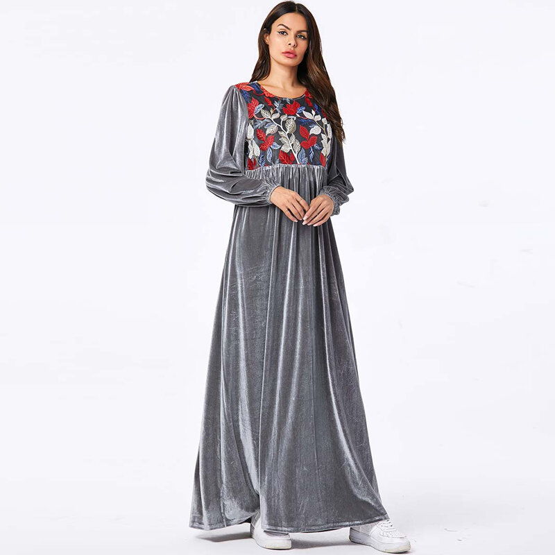 벨벳 Abaya 터키 이슬람 아랍어 긴 이슬람 드레스 Caftan Kaftan Tesettur Elbise Hijab 드레스 Vestidos Robe Musulmane Longue