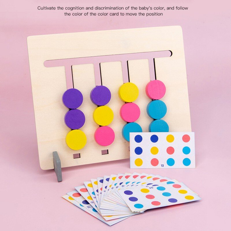ของเล่นเพื่อการศึกษาเด็กสี่สีสัตว์เกมตรรกะ0.3 Double-Sided ไม้ตรัสรู้การสอนเด็กสบายๆเกม