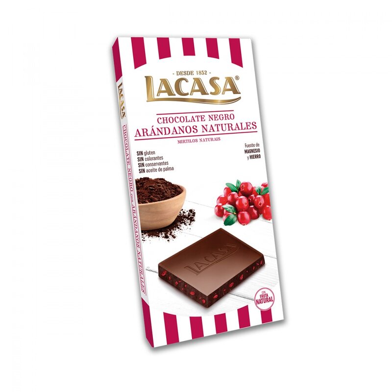 Lacase tablet chocolate preto com mirtilos naturais 100 gramas