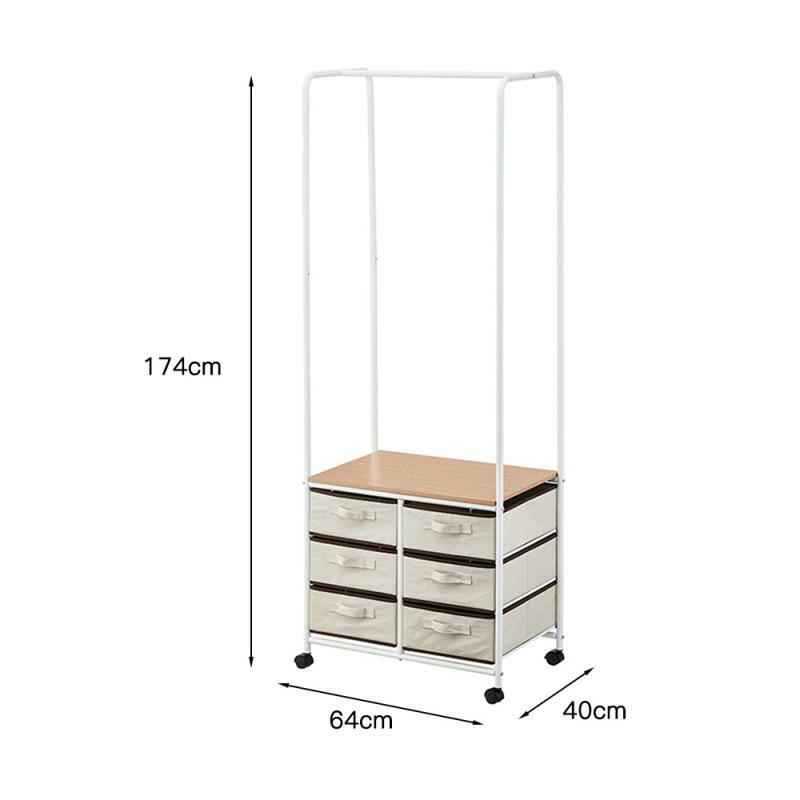 Beweglichen Einfache Kleiderschrank Multi-funktion Gehäuse Aufhänger Mit Braun Floral Platte Sechs-grid Pull Schlafzimmer Wohnzimmer Lagerung rack HWC