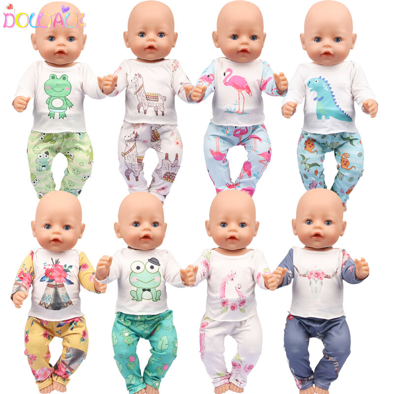 New Doll Clothes Born Baby Fit 18 inch 40-43cm Doll Animal Alpaca Frog Dinosau Flamingo Clothes For Doll Toy Accessories