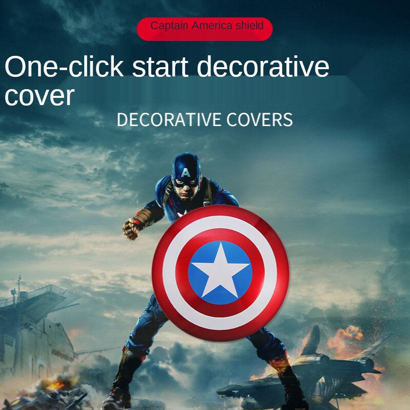 Marvel-pegatinas decorativas de cubierta protectora para coche, accesorios de interruptor de dispositivo de encendido, Capitán América, botón de inicio de un botón