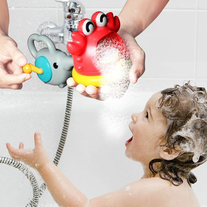 Tubarão e caranguejo soprador para banheira, brinquedo engraçado de banho para crianças