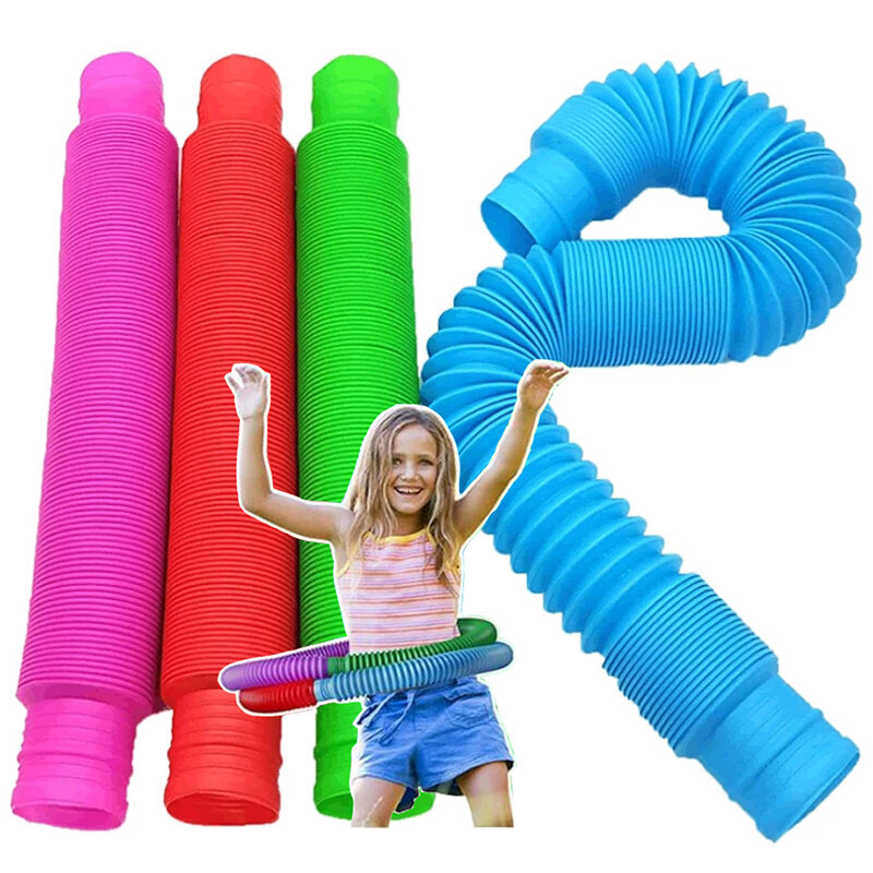 New Toy Tube Colorful Plastic Fidget Toys Sensory Anti Stress Fidget Circle Funny Development Educational Folding Toy Kids Gift