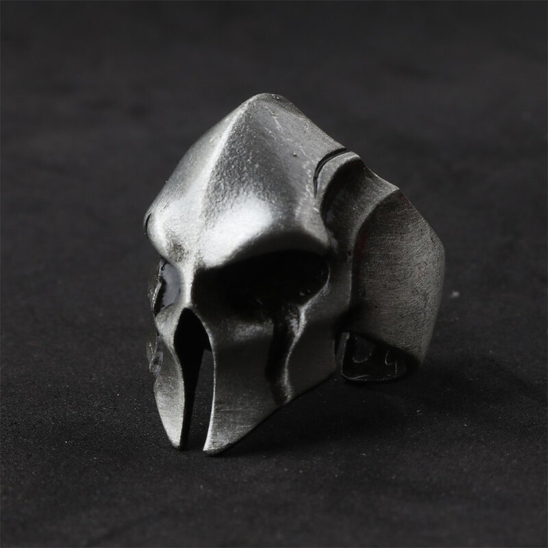 Spartan guerreiro metal máscara design anéis para homens soldado clássico guerreiro capacete anel único estilo punk baile de formatura jóias criativas