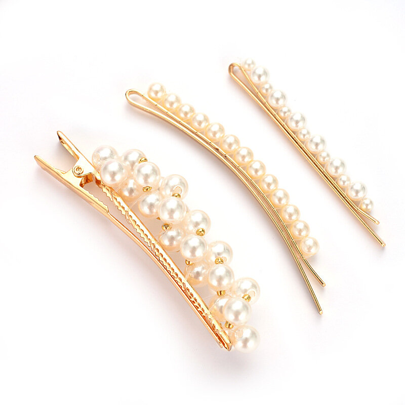 Fashion Woman Elegant Geometric Pearl Hairpins Pearl shape design cute Ladies Jewelry Alloy  Hair Clips Accessories