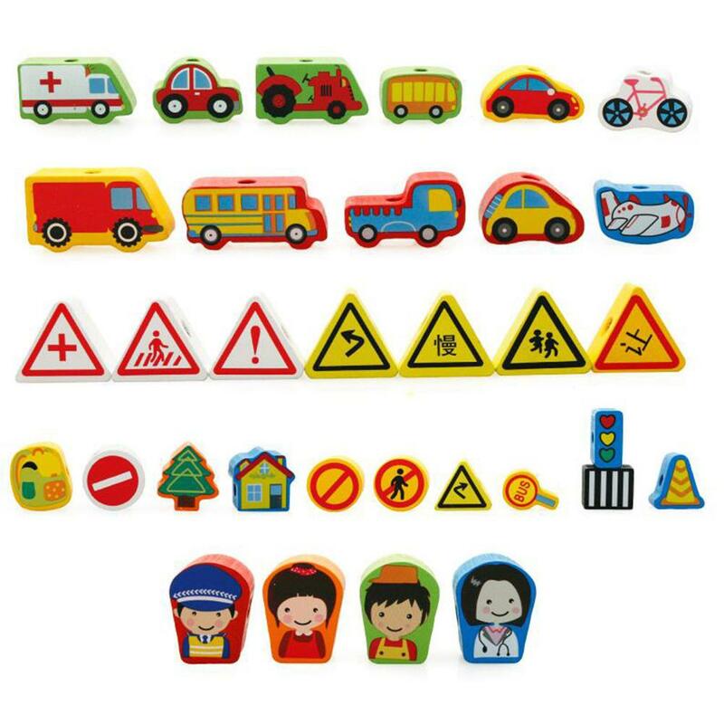 Kuulee светящиеся цифровые буквы городской трафик дети вокруг бисера Threading игрушки детские развивающие игрушки