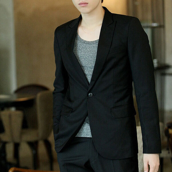 Мужской приталенный пиджак, черный повседневный деловой пиджак в Корейском стиле, NYZ Shop