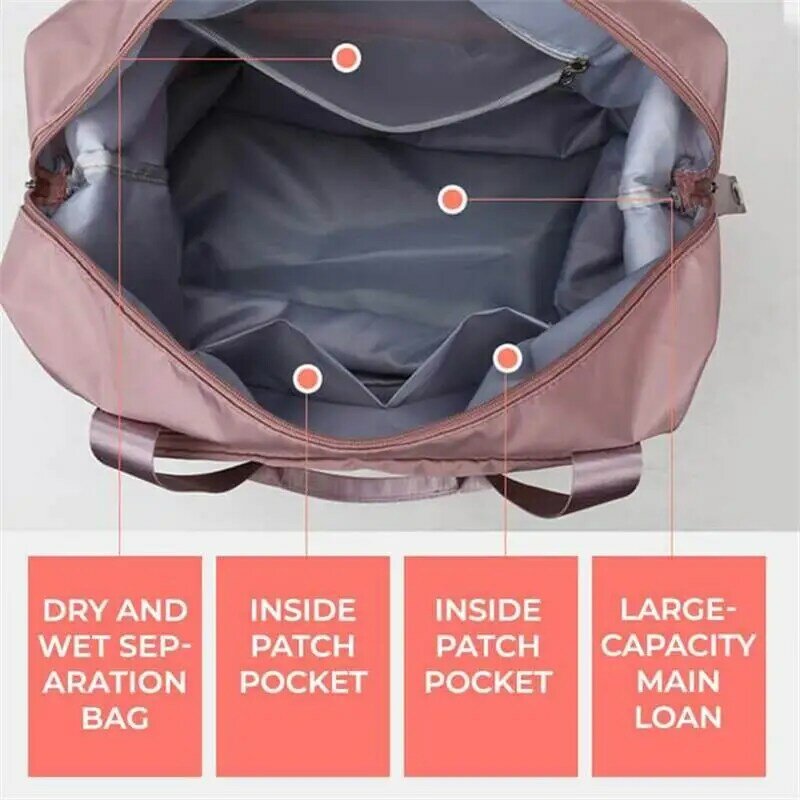 Large Capacity Folding Travel Duffel Bag Dry and Wet Separation Sports Portable Shoulder Bag Waterproof Carry Luggage Handbags