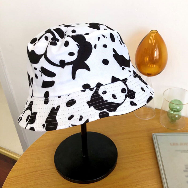 2021 nueva moda de verano de diseño de algodón sombrero de cubo Panda vacas pescador sombrero de Hip Hop de viaje al aire libre sombrero Panamá para el sol de las mujeres de los hombres