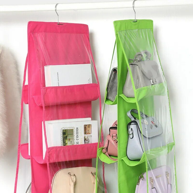 Bolso organizador colgante para armario, bolsa de almacenamiento transparente para puerta, pared, bolsa de zapatos, con bolsa de colgar
