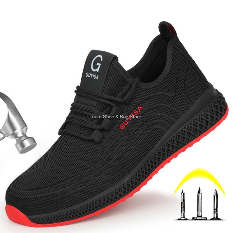 Zapatos de seguridad para el trabajo para hombre, botas militares al aire libre, zapatos de trabajo con punta de acero, a prueba de perforaciones, 2021