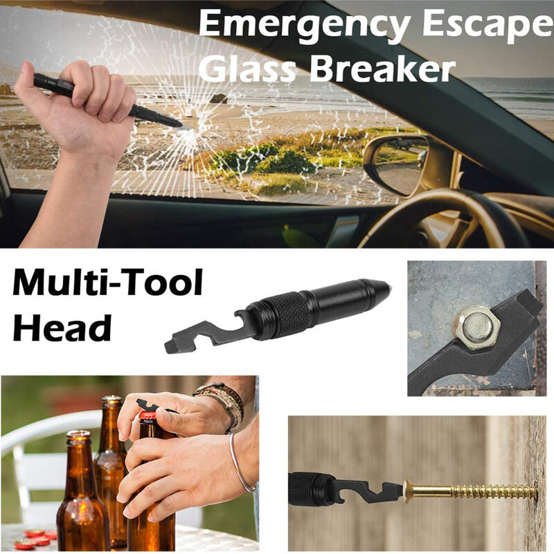Multi-Function Military Self Defense Weapons For Women Tactical  Pen EDC Emergency Glass Breaker Waterproof Camping Survival