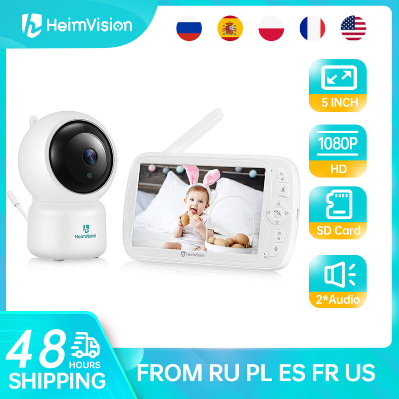 HeimVision Làm Dịu 3 1080P Trẻ Em Với Camera 5.0 Inch Màn Hình Nhìn Xuyên Đêm PTZ Zoom 2 Đường Tiếng VOX lullaby SD Thẻ Ghi