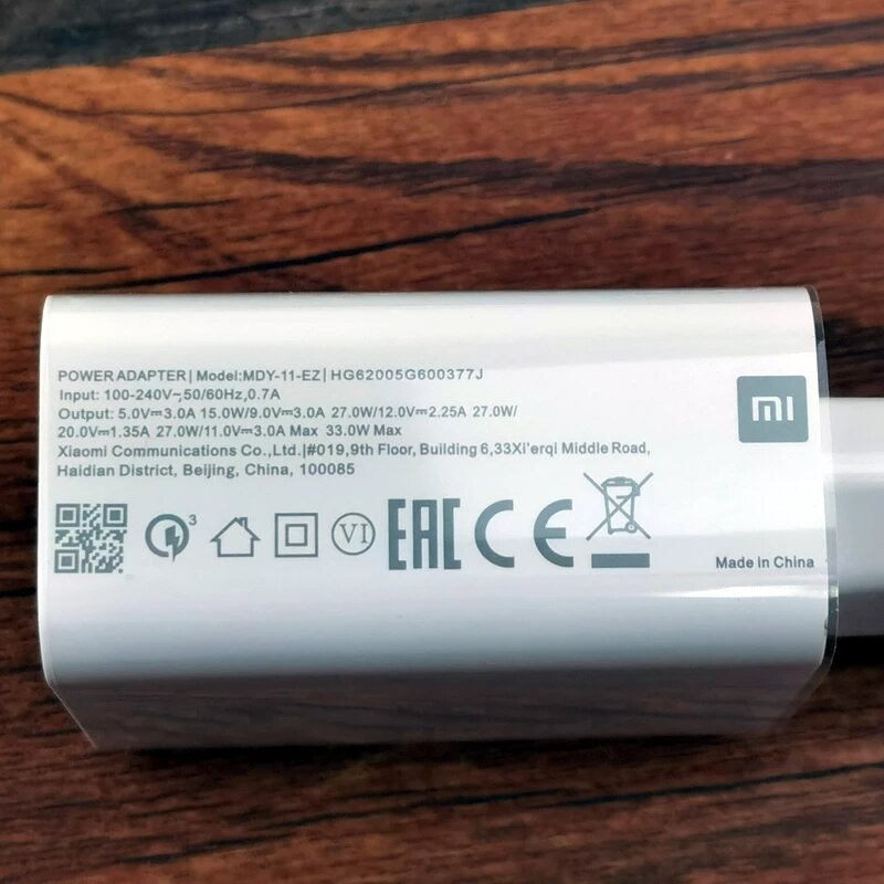 Xiaomi Fast Charger 33W Turbo Charge Original EU QC 4.0 Adapter 3A Usb Type C Cable For MI 10 9T 9 A3 Redmi Note 8 9 9s Pro