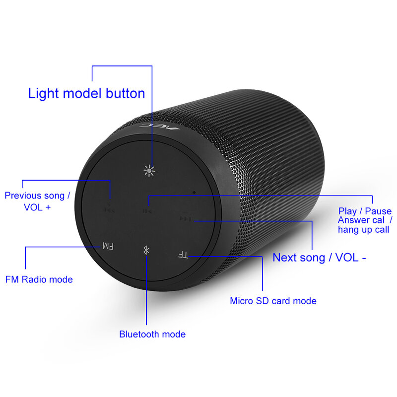 Wasserdichte Tragbare Lautsprecher Bluetooth Spalte Drahtlose NFC Bluetooth Lautsprecher Surround Leistungsstarke BoomBox Bass HIFI TF FM LED Licht