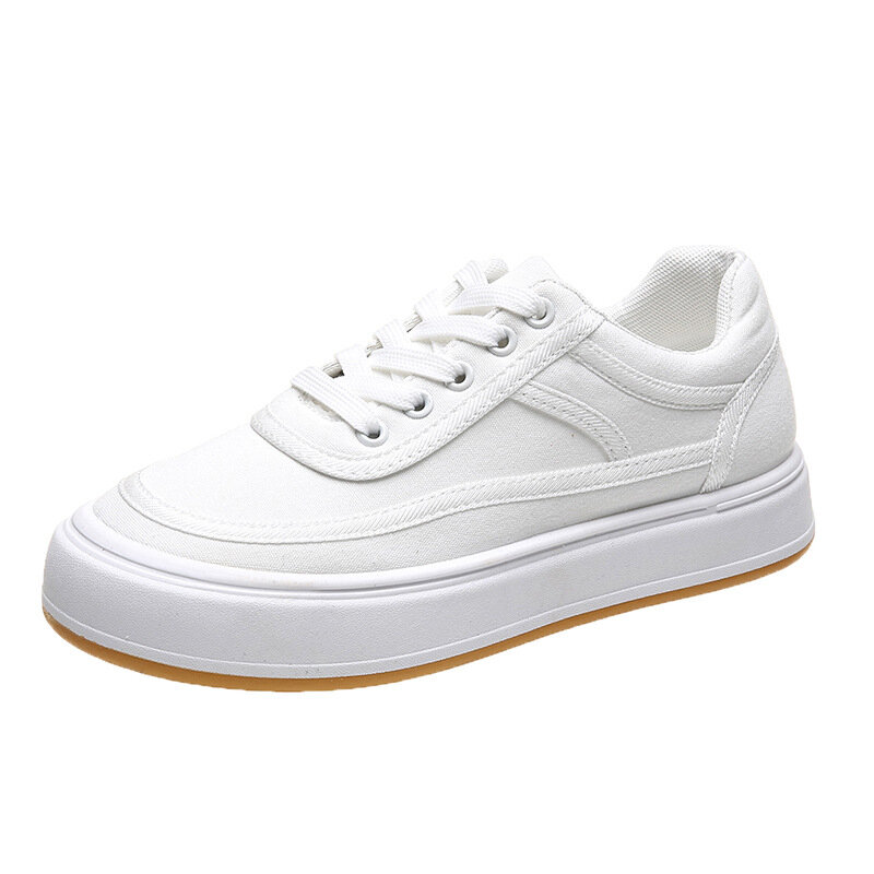 Zapatos planos informales para mujer, a la moda zapatillas clásicas de lona, transpirables, color blanco, para exteriores, Otoño, 2021