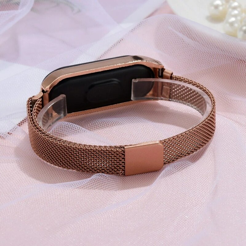 Reloj de moda para mujer M4B108, oro rosa, acero inoxidable, LED, pulsera de cuarzo, envío directo