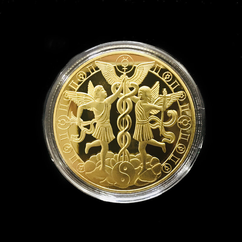 Oro de la suerte de monedas de doce constelaciones Virgo Aries Gemini acuario de Capricornio Leo Taurus Piscis chapados en oro monedas de oro