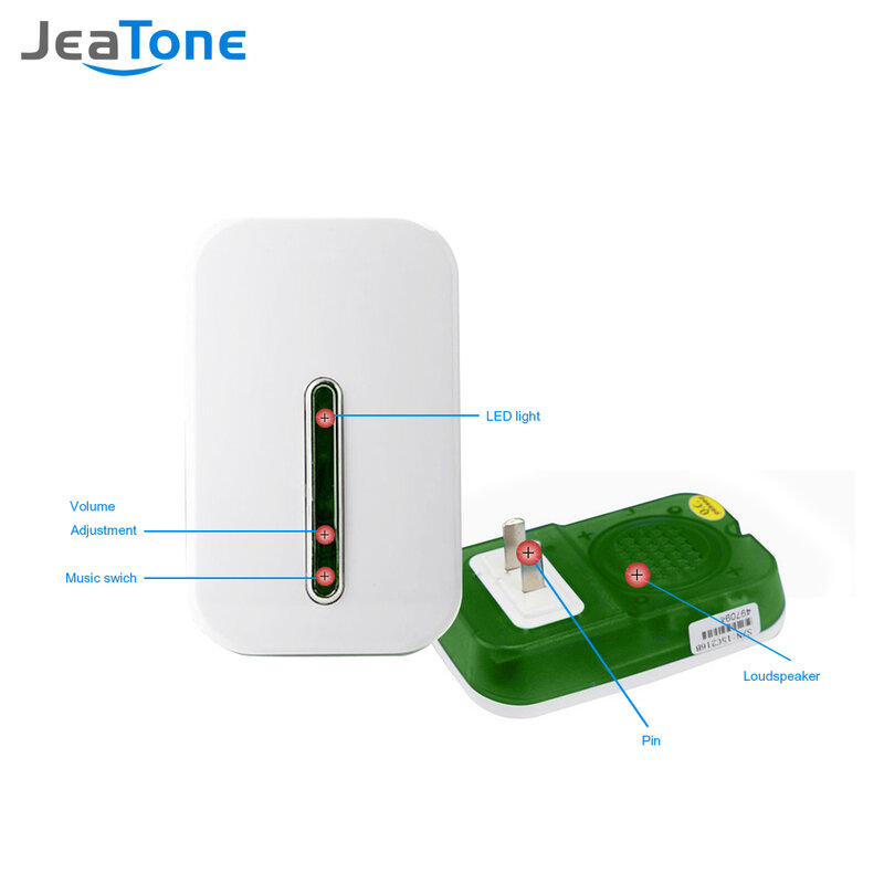Jeatone-campainha inteligente sem fio para segurança doméstica, alarme/bem-vindo, 3 em 1, botão multiuso de porta, fácil instalação