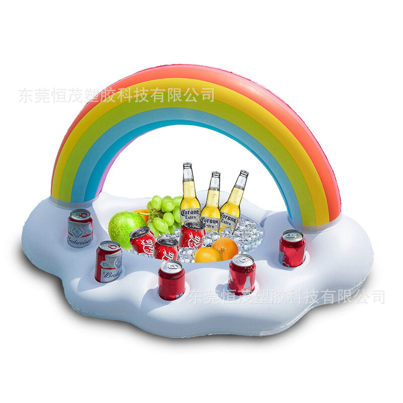 Barra de hielo inflable de arcoíris, bandeja de comida de agua, para ensaladas y nubes, 90cm