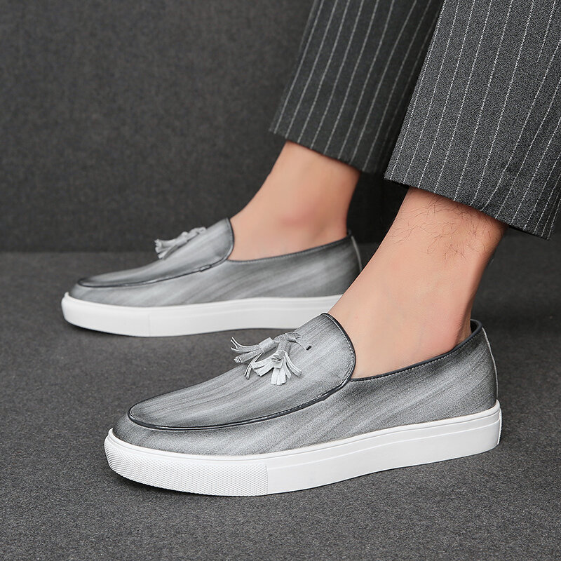 2021 neue Sommer herren Leder Schuhe Luxus Marke Original Slip Auf Boot Schuhe Müßiggänger Mode Lässig Bord Schuhe Große größe 47 Heißer