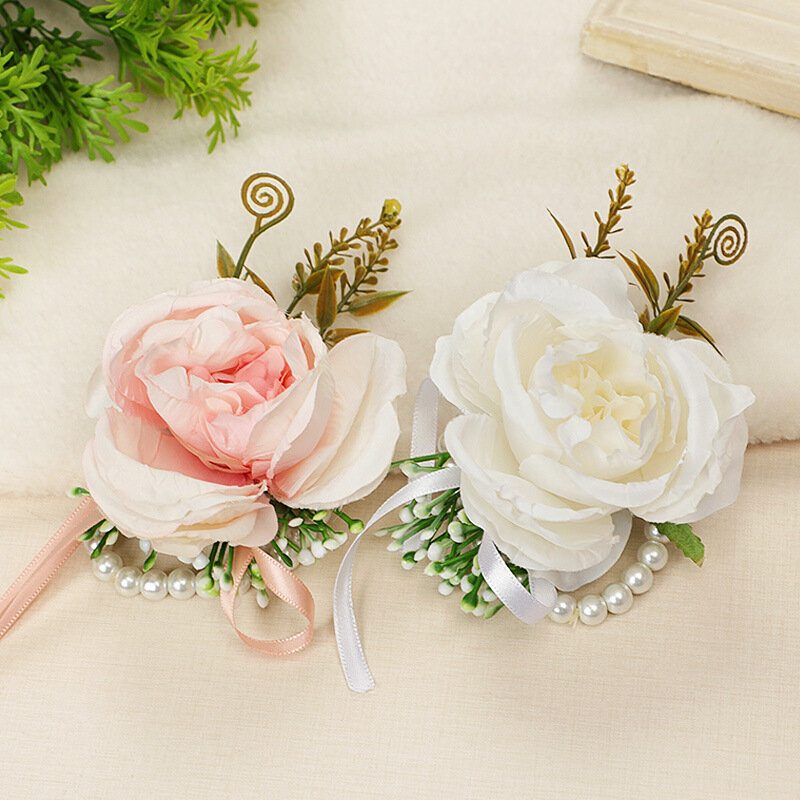 Sen Pernikahan Pengiring Pengantin Kelompok Pergelangan Tangan Bunga Segar dan Indah Pengantin Bunga Acara Tari Perayaan Bunga Tangan