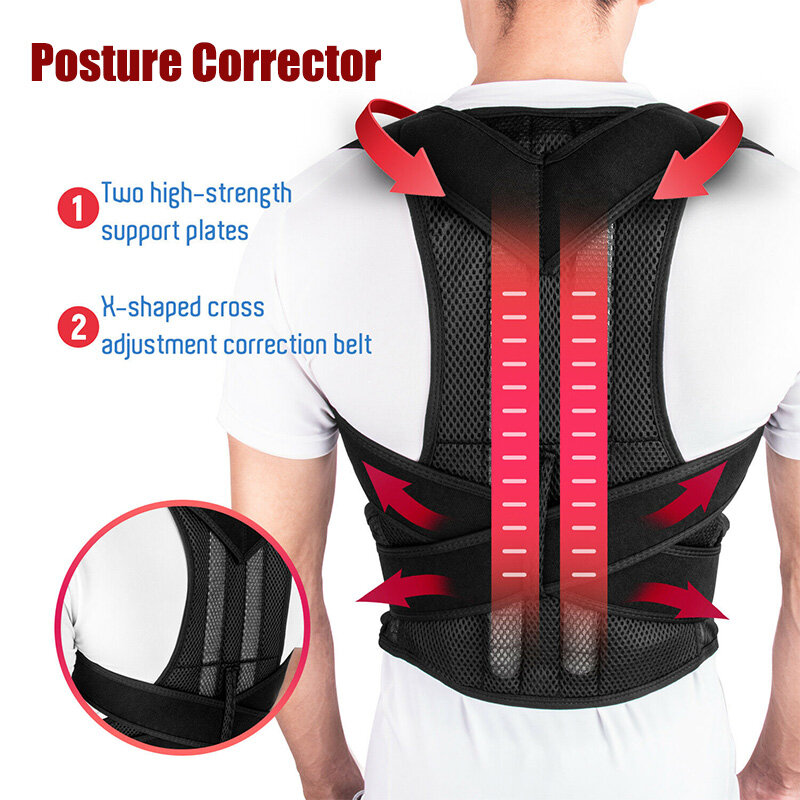Corrector de postura ajustable para espalda, soporte de hombros, tirantes para espalda, corrección de postura de la columna vertebral, cinta fijadora Postural