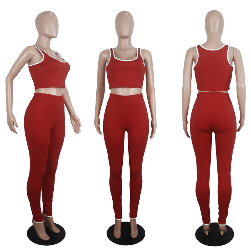 Esporte casual conjunto feminino sem mangas retalhos agasalho verão 2021 roupas para as mulheres sportwear joggers leggings ternos