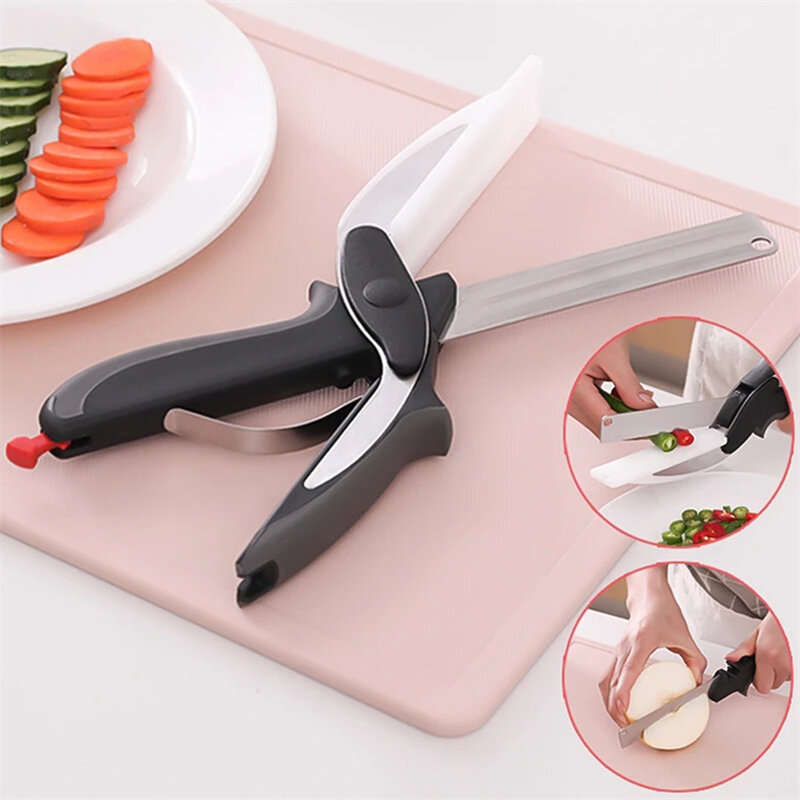 Food Cutting Scissors Kitchen Food Scissors Slicer Smart Cutter Stainless Steel Knife Suitable For Vegetable Fruit Chopper