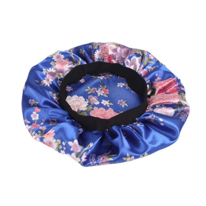 Topi Satin Rambut untuk Mandi Tidur Topi Bonnet Sutra Topi Tidur Wanita Malam Hari Penutup Kepala Pita Elastis Lebar