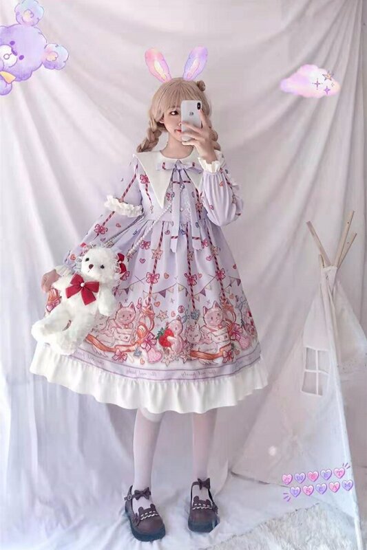 Jsk Dream ญี่ปุ่นพรหม Victorian Lolita Fairy ชุดแขนยาวชุดคอสเพลย์หญิง Kawaii Robe Loli Collection