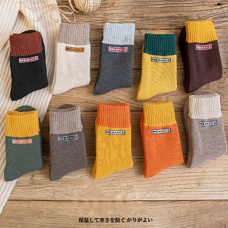 Calcetines largos de algodón para hombre, medias gruesas y transpirables de alta calidad, estilo Harajuku, informales, 10 par/lote