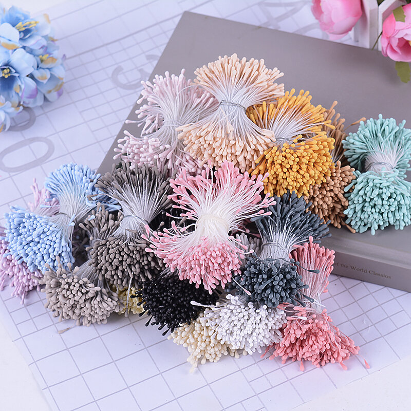 400 pçs 1.5mm mini stamen açúcar flores artificiais para o casamento em casa decorações de natal diy scrapbooking caixa artesanato cabeças dobro