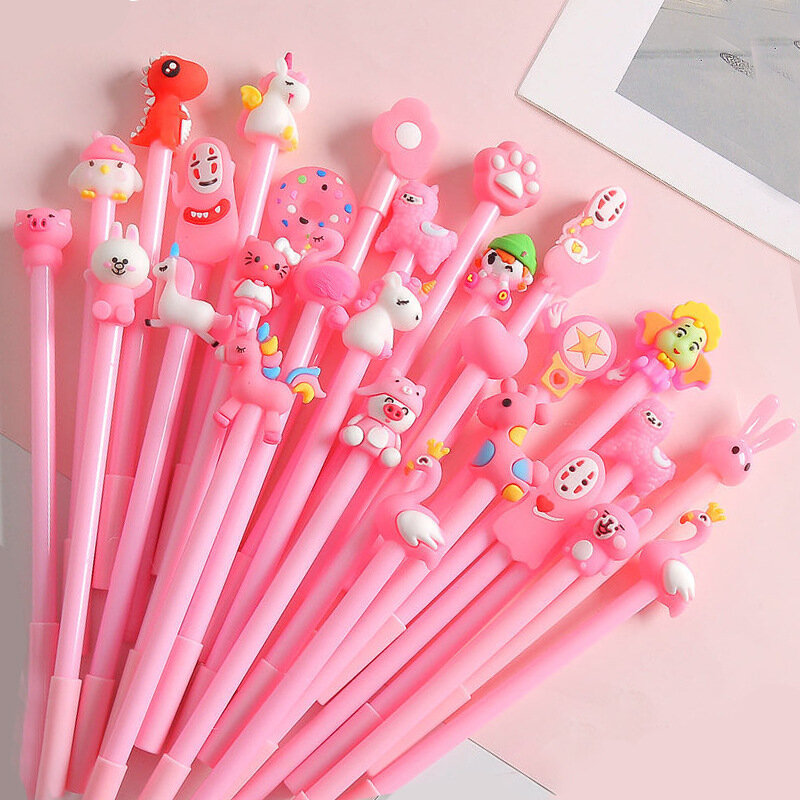 10Pcs/Set Cute Cartoon Animal Gel Pen Kawaii Unicorn Pony Pens 0.5mm Black Refill School Office Stationery Suppliers Gifts