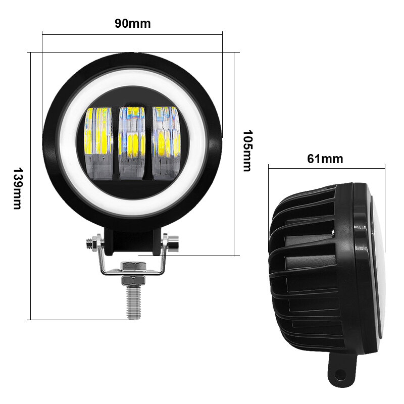 40W 3.5" LED Work Light Angel Eyes Halo Ring 3.5INCH Motorcycle SUV Car Scooter 12V 24V  6500K Spot DRL Offroad Driving Lamp