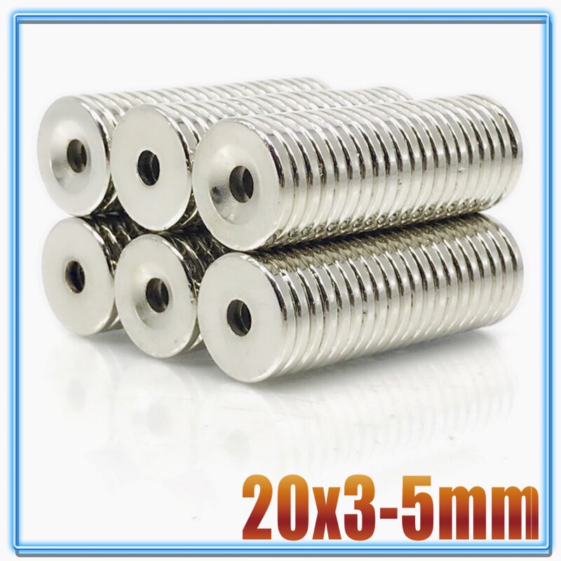 5~300Pcs Neodymium Magnet 20x5 20x3 Hole 5 N35 NdFeB Round Super Powerful Strong Permanent Magnetic imanes Disc 20*3 20*5 Hole5