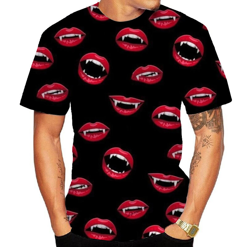 男性用半袖Tシャツ2021,ストリートウェア,ヒップホップ,ハロウィーン,3D,カボチャ柄
