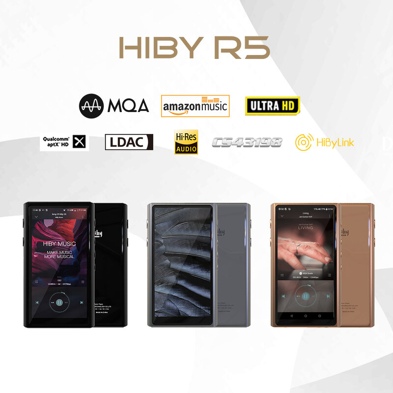 HiBy R5/R5 세이버 안드로이드 8.1 HiFi 무손실 HiRes 뮤직 플레이어 WiFi/에어 플레이/블루투스/LDAC/DSD/aptX/MQA/Tidal 3.5/4.4mm 출력