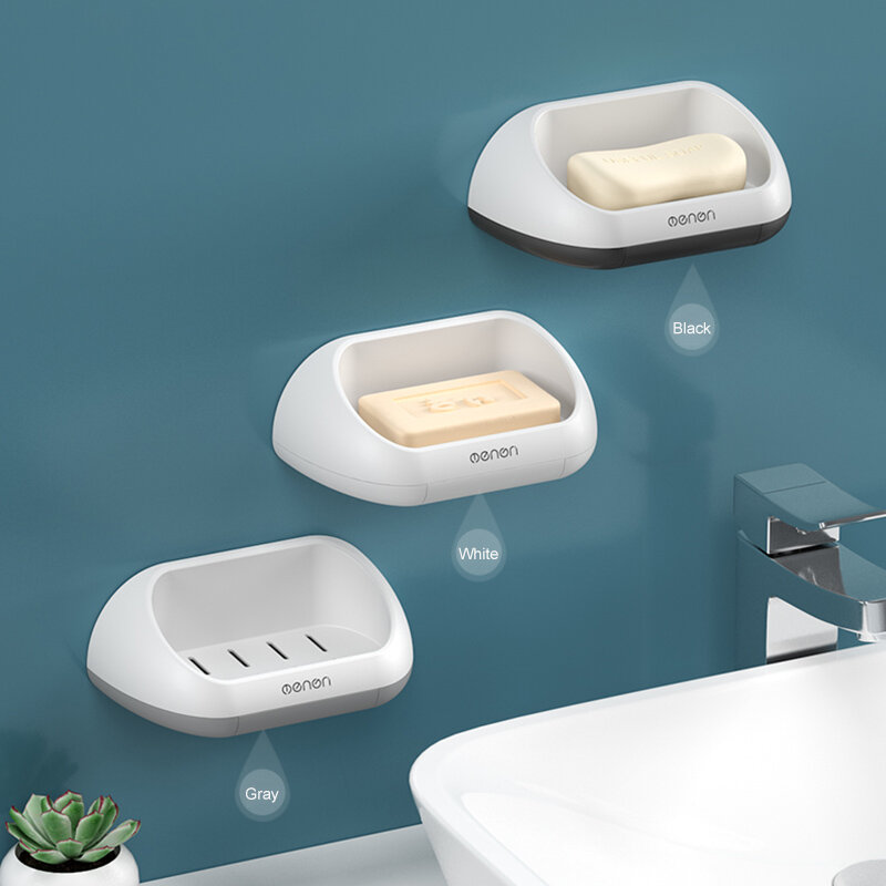 TERUP Portable Soap Dishes Plastic Shower Soap Holder Storage Box Container With Drain Pan Bathroom Accessories Sets Wall Shelf