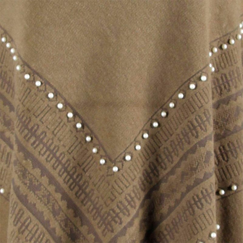 Mujer Collar de peluche Jersey de punto Top fleco chal envuelto con borlas Batwing perla de imitación rebordear rayas geométricas Poncho capa