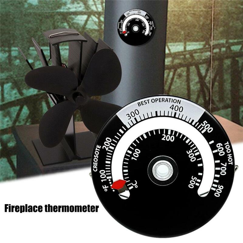 Magnetic Fireplace Thermometer Heat Powered Stove Thermometer Wood Log Burning Stove Fan Temperature Mete Fireplace Accessories