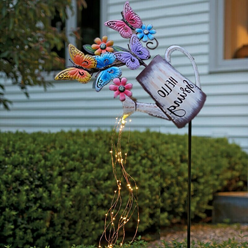 Cordas de luz led decorativas com estrela, cordas para iluminação ao ar livre, tipo chuveiro, arte em jardim, decoração de gramado