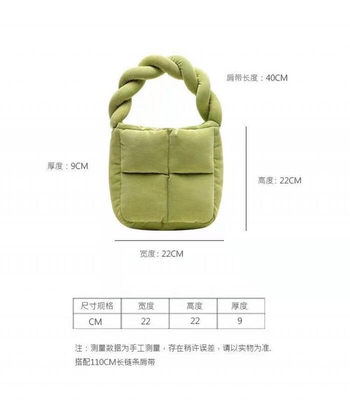 Orduroy 큰 토트 여자의 Lingge 푹신한 핸드백 면화 베개 가방 소녀 패션 체인 어깨 Crossbody 가방 지갑 2022